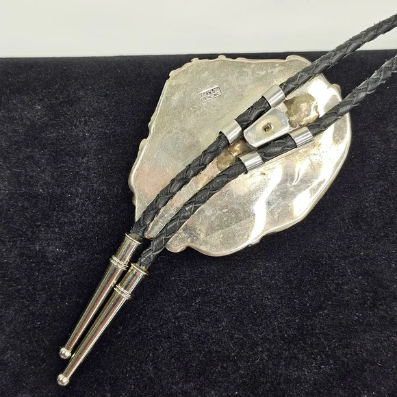Stan Davidson Sterling Silver Brutalist Modernist Bolo Tie Large Stone 97g - Picture 4 of 13